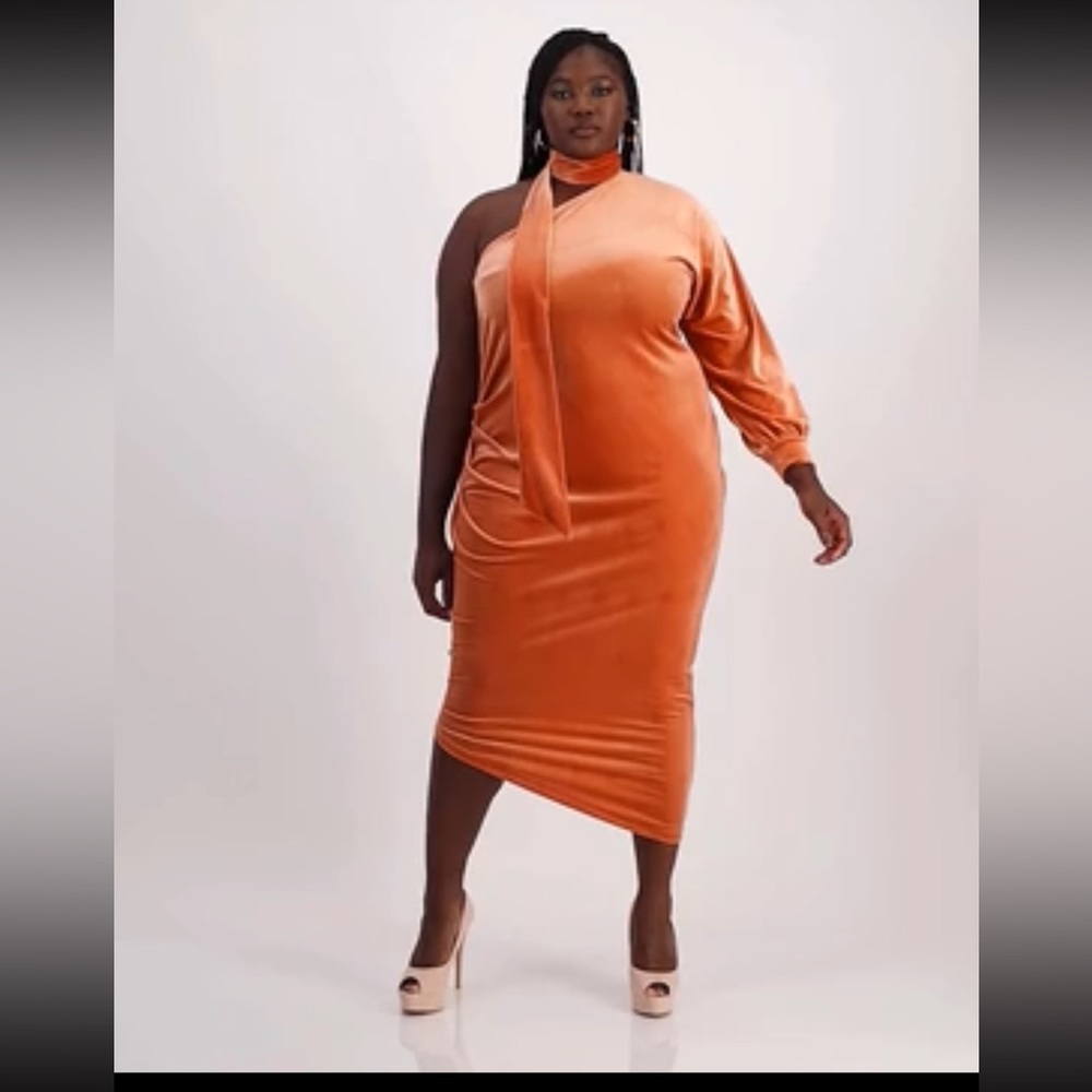Orange 1 shoulder dress
